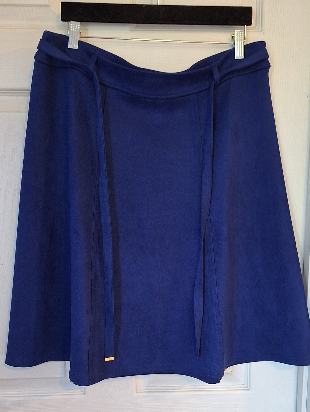 NYCC Blueberry Faux Suede A-Line Skirt Size L Tie Waist